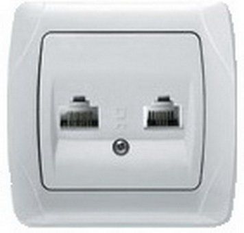 Розетки сетевая RJ11 и RJ45 белая CARMEN VI-KO 25.07.0110 134285 фото