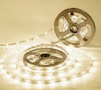 Світлодіодна стрічка негерметична теплий відтінок 12V 9.6W 3528 WHITE PCB WW IP20 1m (BY-022/120) l26-011 фото