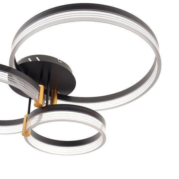Люстра стельова в спальню LED 74W WW+NW+CW BK/G (WBL-57C/3) 27-581 фото