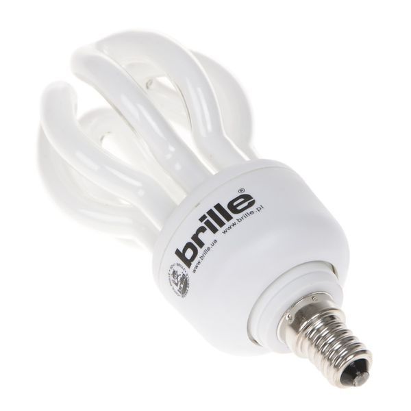 Лампа энергосберегающая E14 PL-4U 15W/827 MINI LOTUS blister Brille 220V 126908 фото