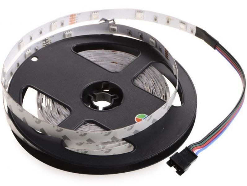 Цветная LED лента негерметичная 12V 14.4W 5050 WHITE PCB RGB IP20 1m (BY-024/30) L26-020 фото