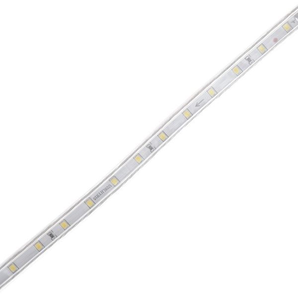 Світлодіодна стрічка вологозахищена теплий відтінок 220V 4.8W 2835 WW WHITE PCB IP65 1m (BY-028/60) 32-652 фото