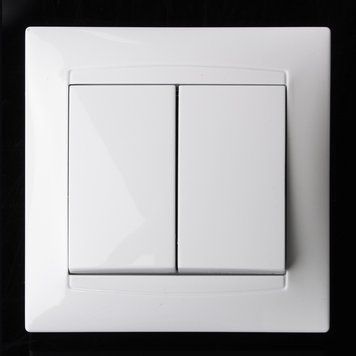 Выключатель двухклавишный белый KB-2V wh l139-010 фото