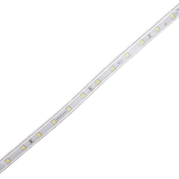 Світлодіодна стрічка вологозахищена холодний відтінок 220V 4.8W 2835 CW WHITE PCB IP65 1m (BY-028/60) 32-653 фото
