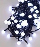 Новогодняя гирлянда Шарики 100LED 10 мм 6м черный провод белый 1312-03 фото