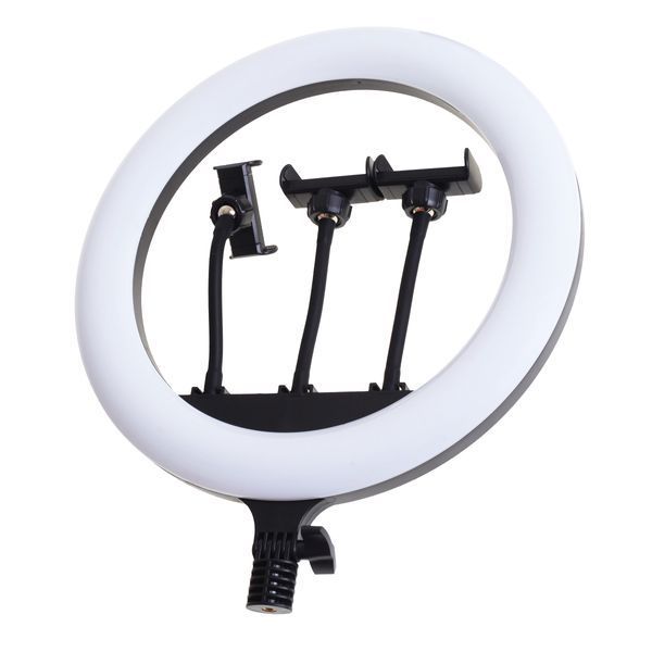 Кольцевая лампа блогера с 3 держателями LED 24W CCT 36 см (TE-053) 43-008 фото