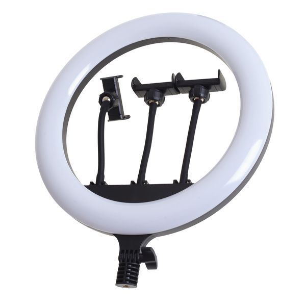 Кольцевая лампа блогера с 3 держателями LED 24W CCT 36 см (TE-053) 43-008 фото