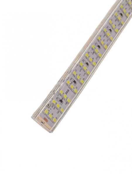 Світлодіодна стрічка вологозахищена холодний відтінок 220V 10W 2835 CW IP65 1m (BY-058/276) 33-401 фото
