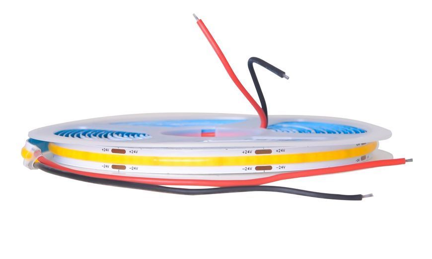 Світлодіодна стрічка теплий відтінок 12V 11W COB WW IP44 1m (BY-075/320) 33-484 фото