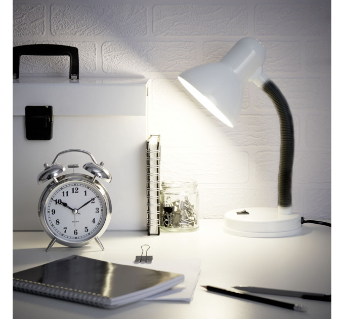 Настільна лампа на гнучкій ніжці офісна MTL-02 White