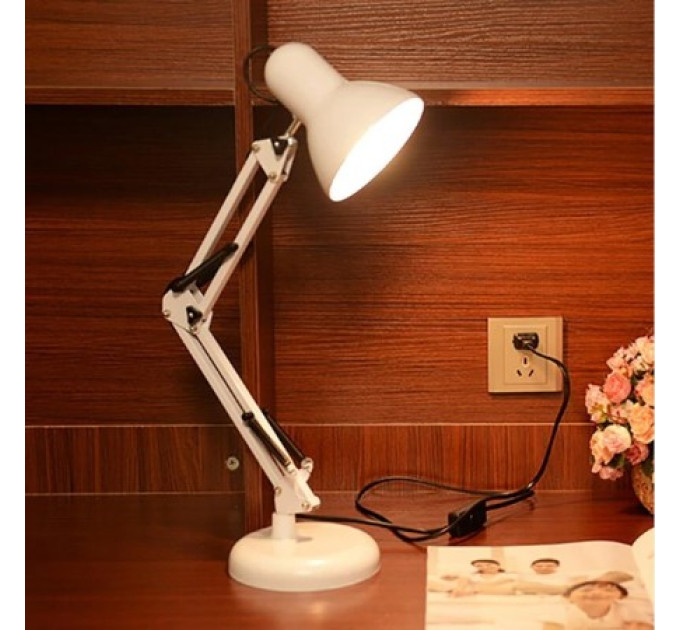 Настільна лампа на гнучкій ніжці офісна MTL-23A E27 WH