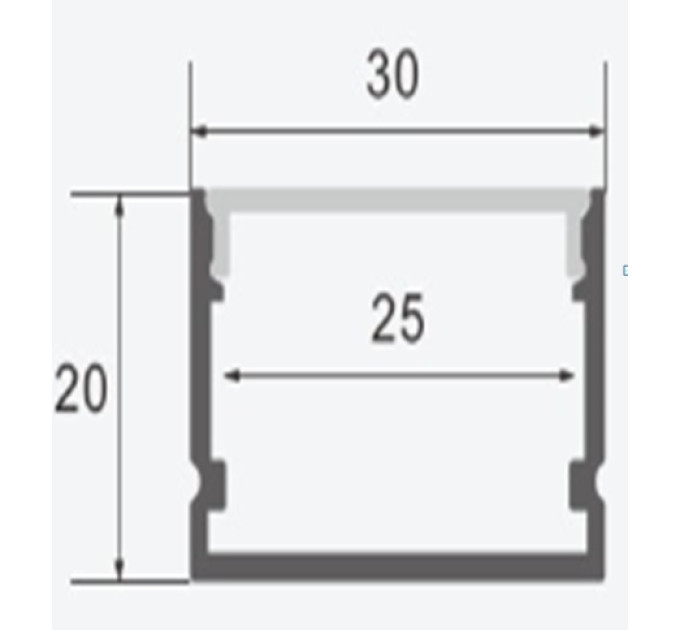 Профіль алюмінієвий для світлодіодної стрічки BY-067 2м