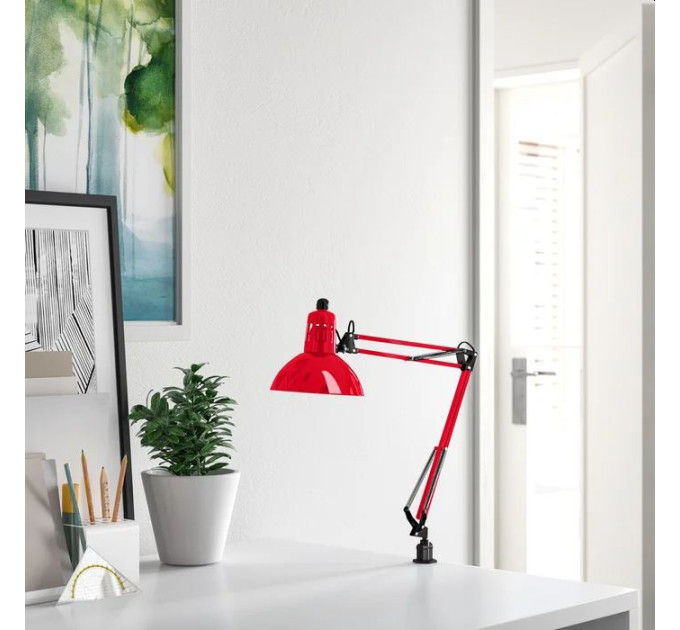Настольная лампа гибкая трансформер для офиса для маникюра для школьника с зажимом на прищепке MTL-07 E27 RED