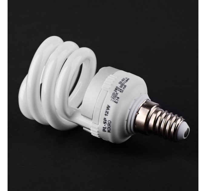 Лампа енергозберігаюча PL-SP 12W/827 E14 MIKRO 220V